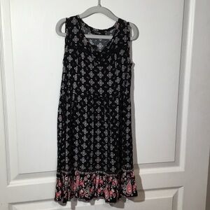 3 for $30 George Black Sleeveless Dress with Pink Floral Pattern